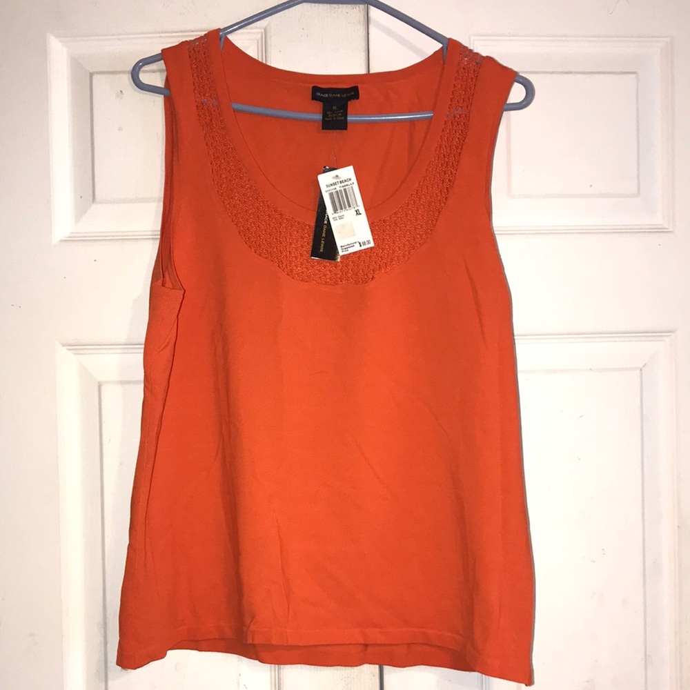NWT Women’s Crochet-Trim Sleeveless Top